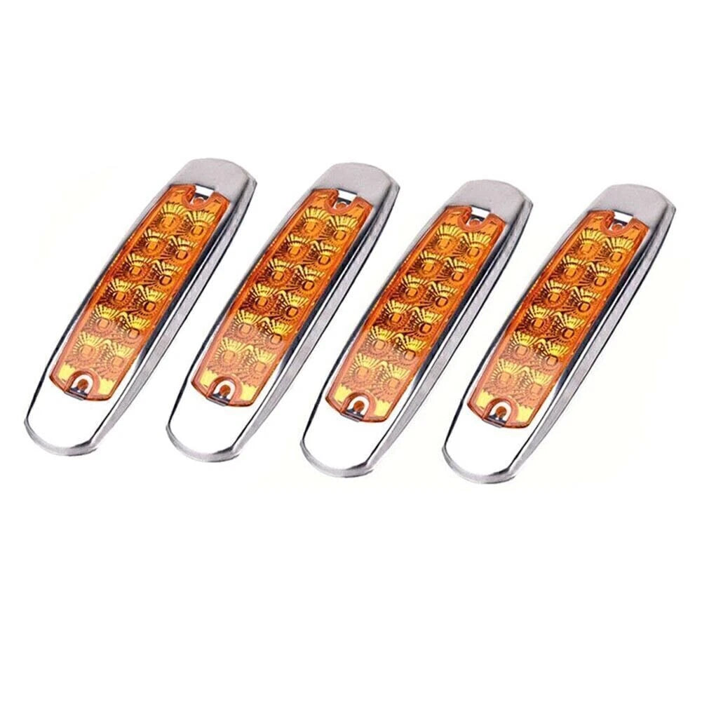 4X Amber 12 LED Sealed Side Marker Clearance Lights for Truck Trailer 12V