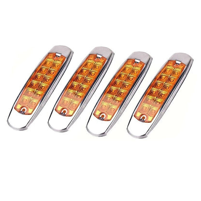 4X Amber 12 LED Sealed Side Marker Clearance Lights for Truck Trailer 12V