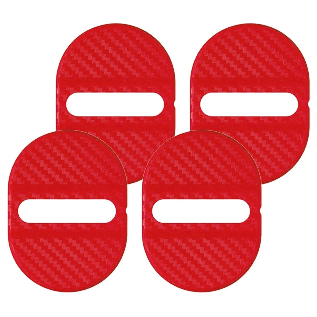4 x Universal Red Carbon Fiber Door Lock Protector Covers