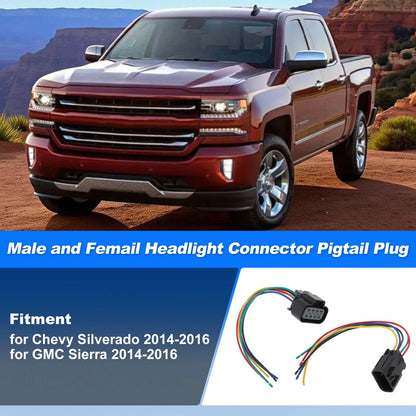 Male & Female Headlights Connector Harness Wire  for Chevy Silverado
