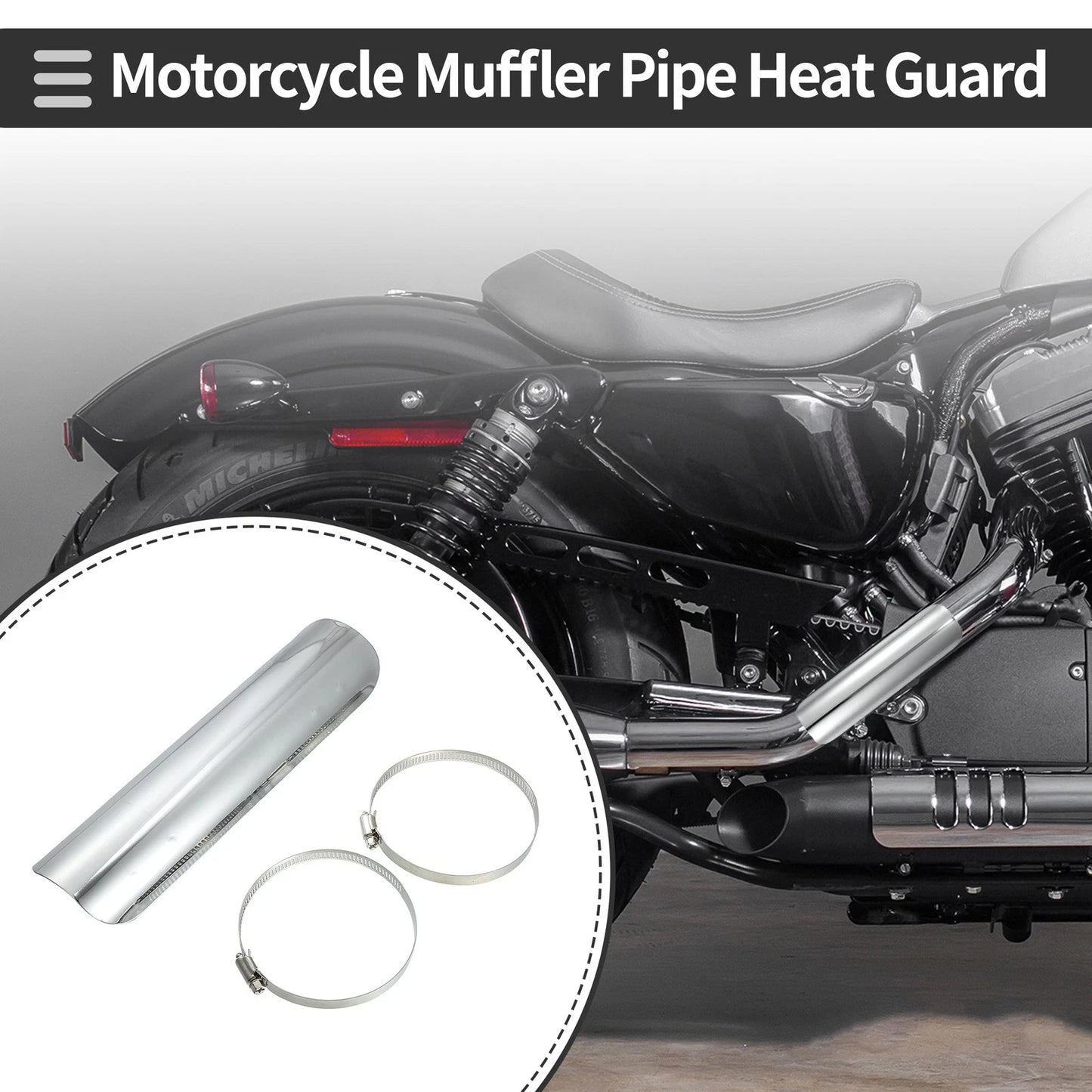 Exhaust Muffler Pipe / 225x60mm / Heat Shield for Universal Motorcycle