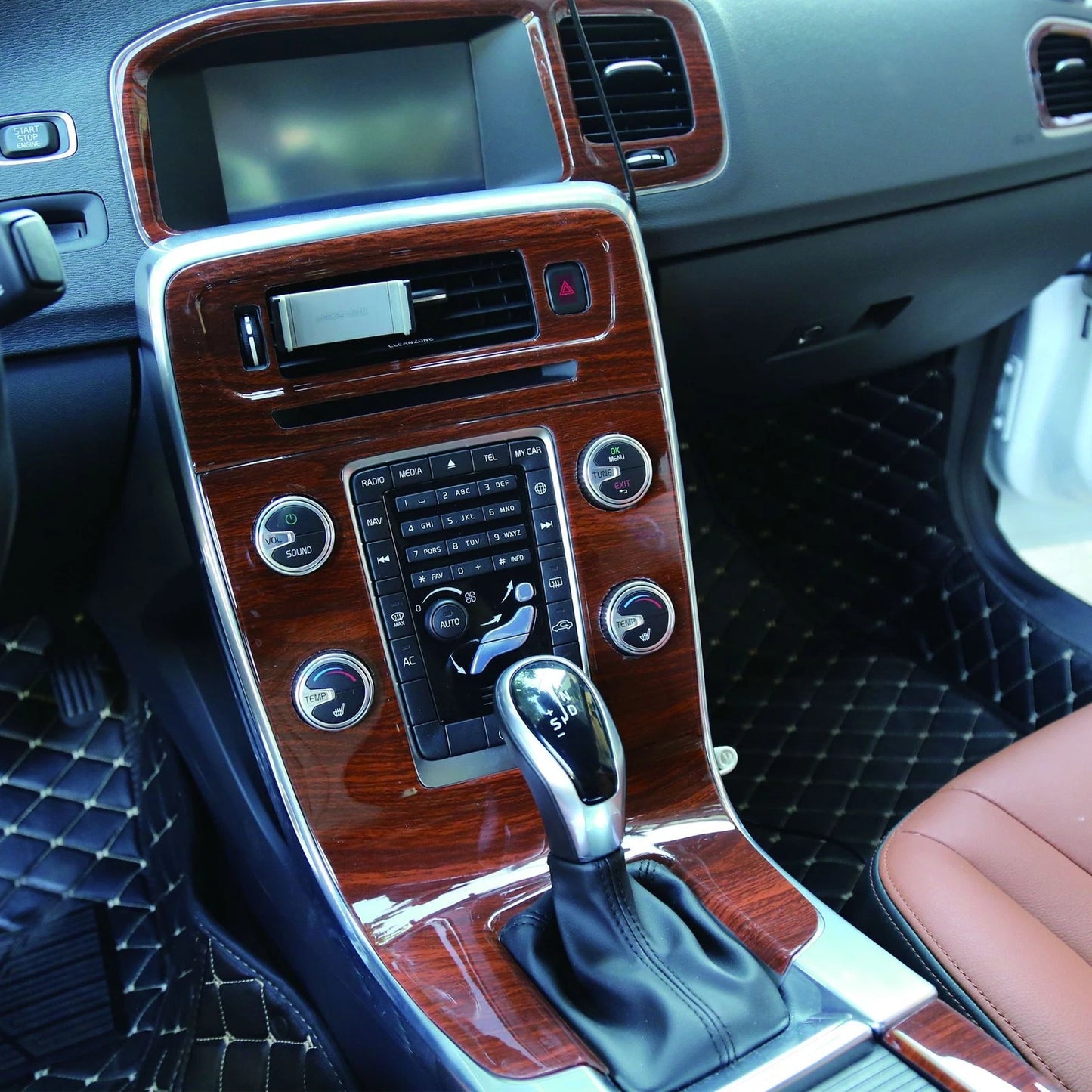 19PCS Wood Grain Interior Accessories Kit Cover Trim for Volvo S60 (2014–2018)