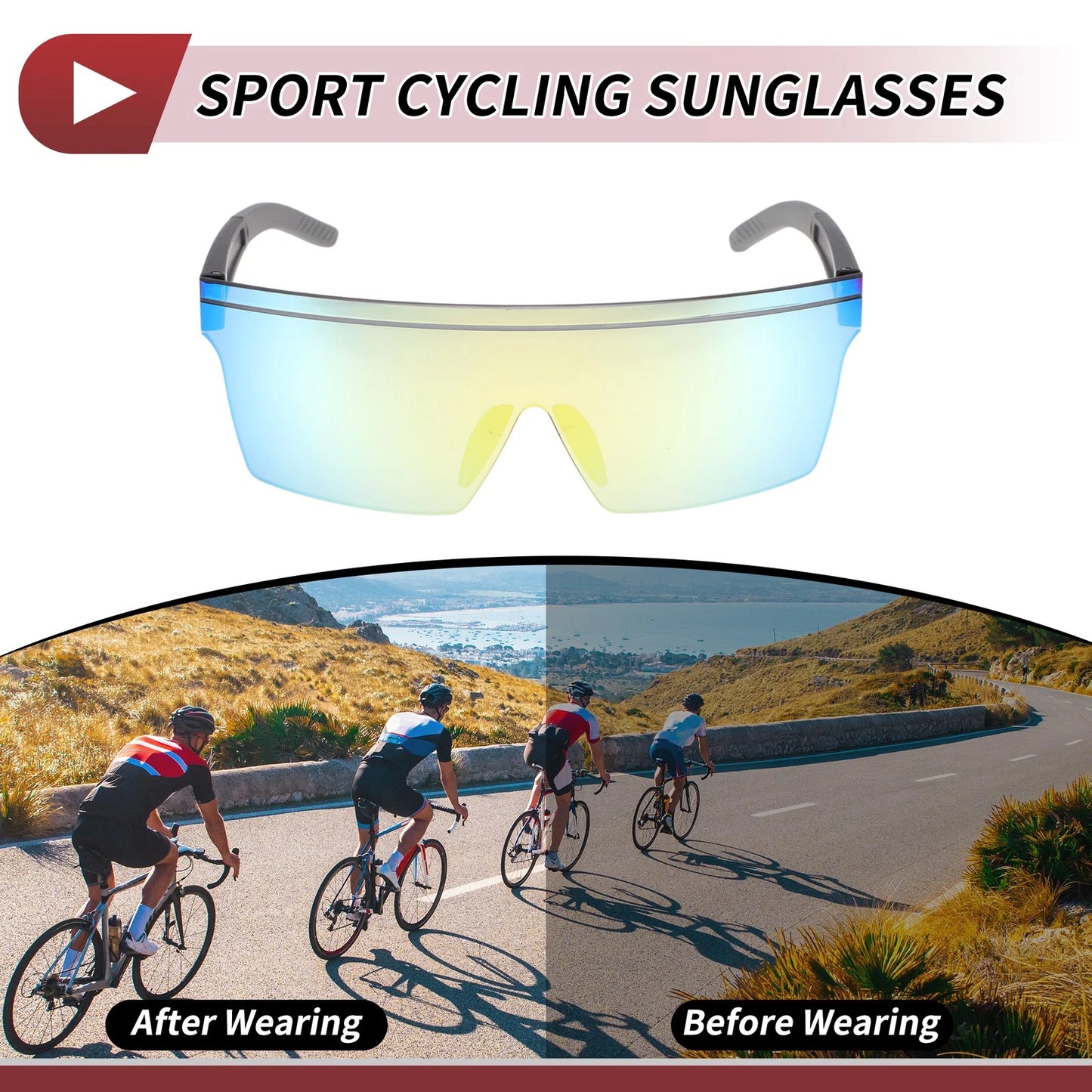 Goggles Motorcycle Riding Gold Tone Lens Black Frame PC Sunglasses