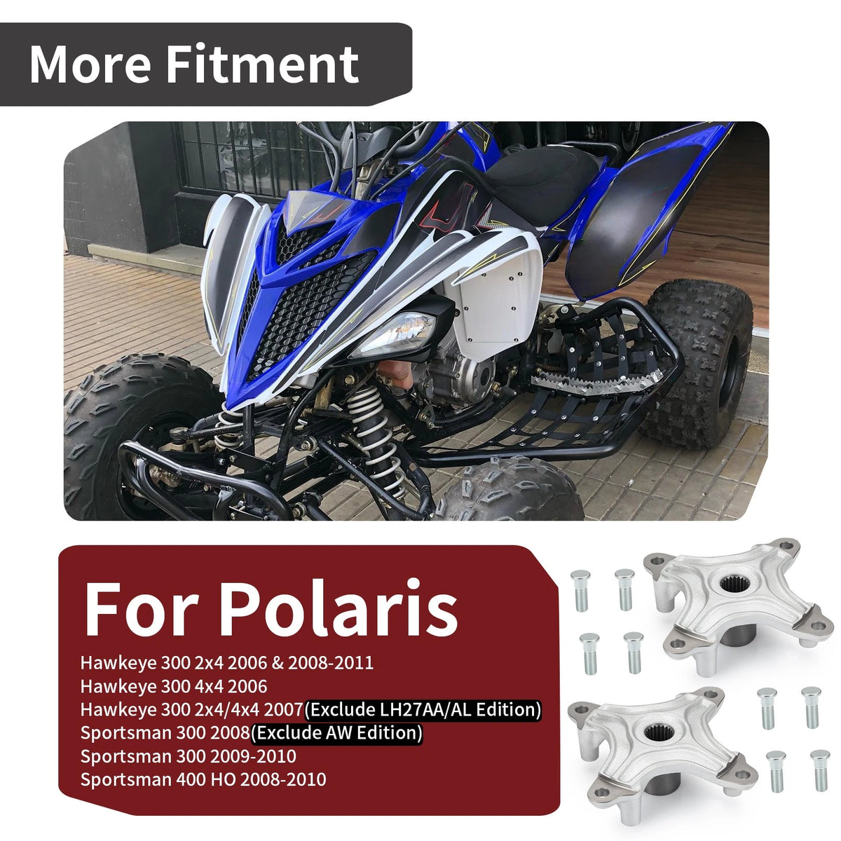 2 x Rear Wheel Hub Left Right for Polaris Sportsman 400 HO (2008–2010)