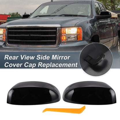 1 Set Rearview Mirror Cover Cap Gloss Black for Chevrolet Avalanche, GMC