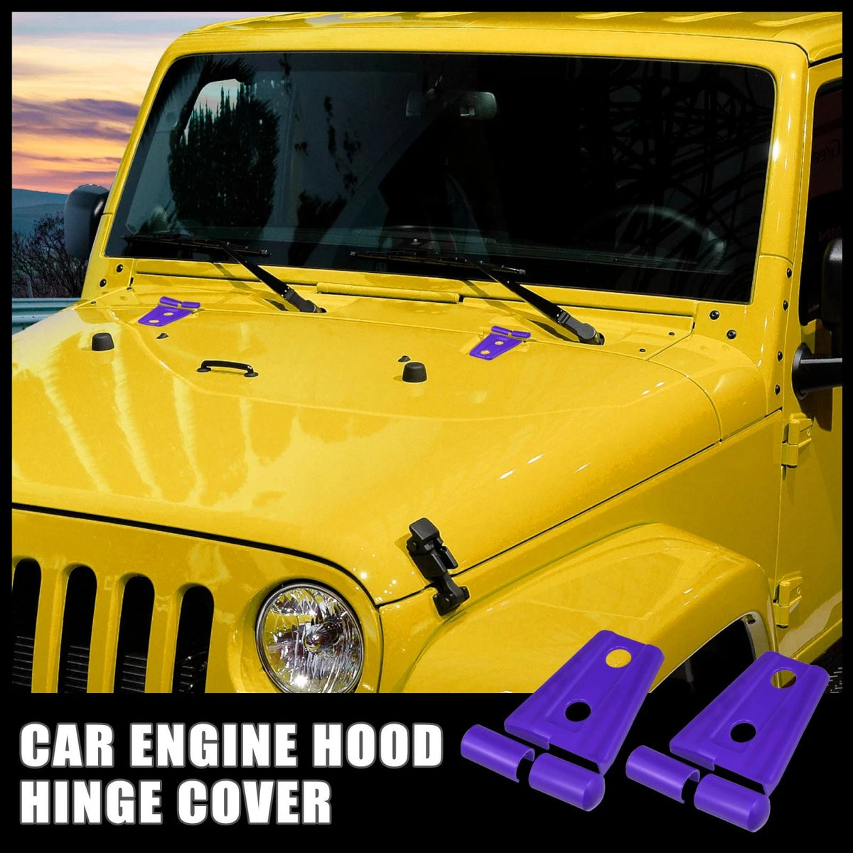2 x Engine Hood Hinge Covers for Jeep Wrangler 2-Door/4-Door (2007-2018) Purple