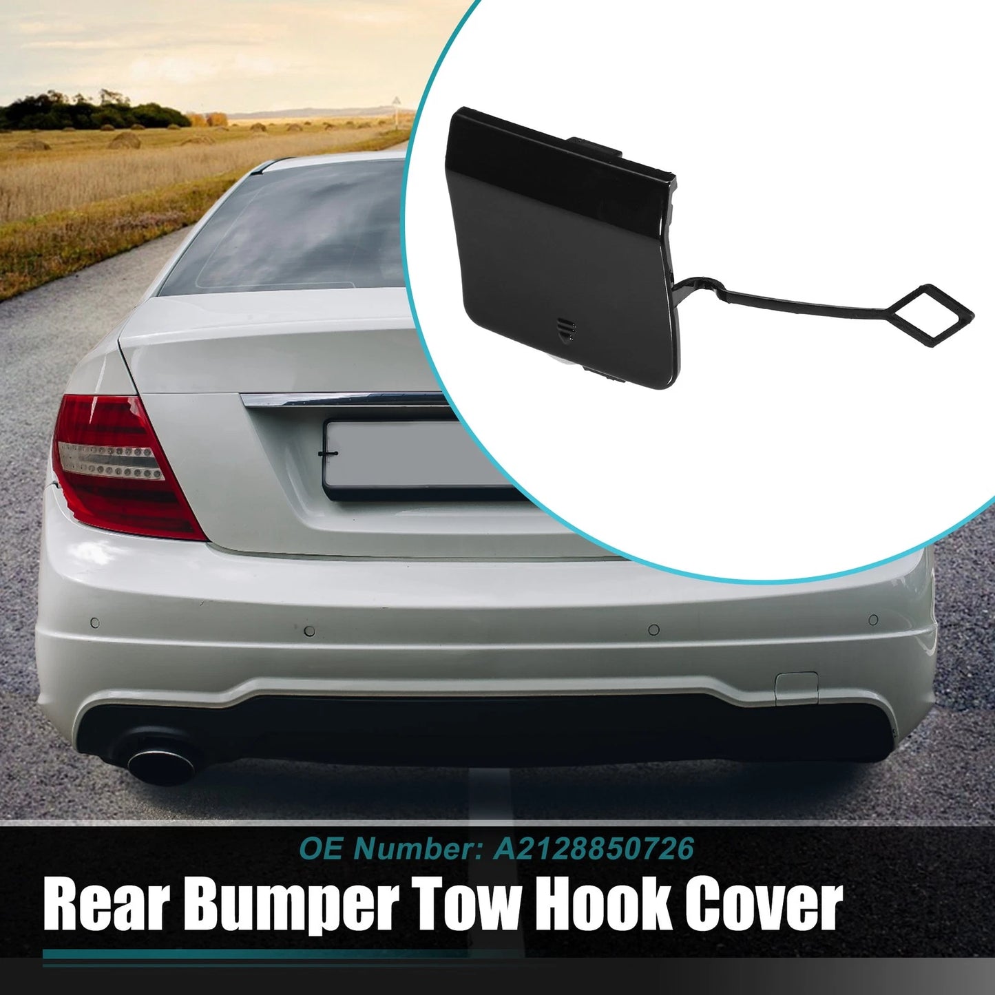 Rear Bumper Tow Hook Cap for Mercedes Benz E-Class (2010-2016) Black