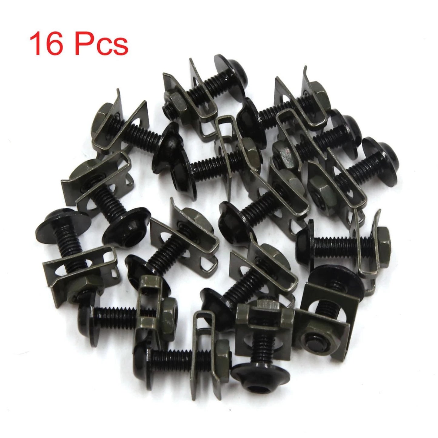 16 Pcs M6 Black Fairing Bolts Fasteners Screws for Motorcycle