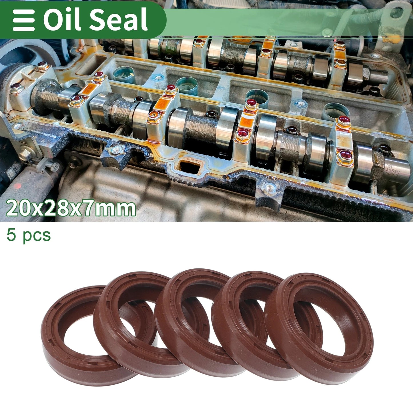 Oil Seal / 5 Pcs / Seal Ring Rotary Shaft FKM Rubber 20x28x7mm for Make Model