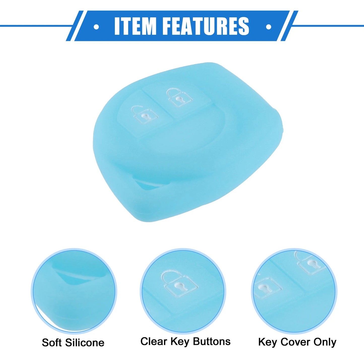 Remote Key Fob Case Cover for Suzuki 2 Button Silicone Blue