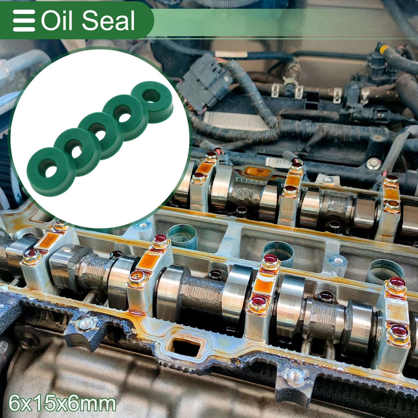 Oil Seal 6x15x6mm Seal Ring Rotary Shaft Seal TPU 5 Pcs for Car