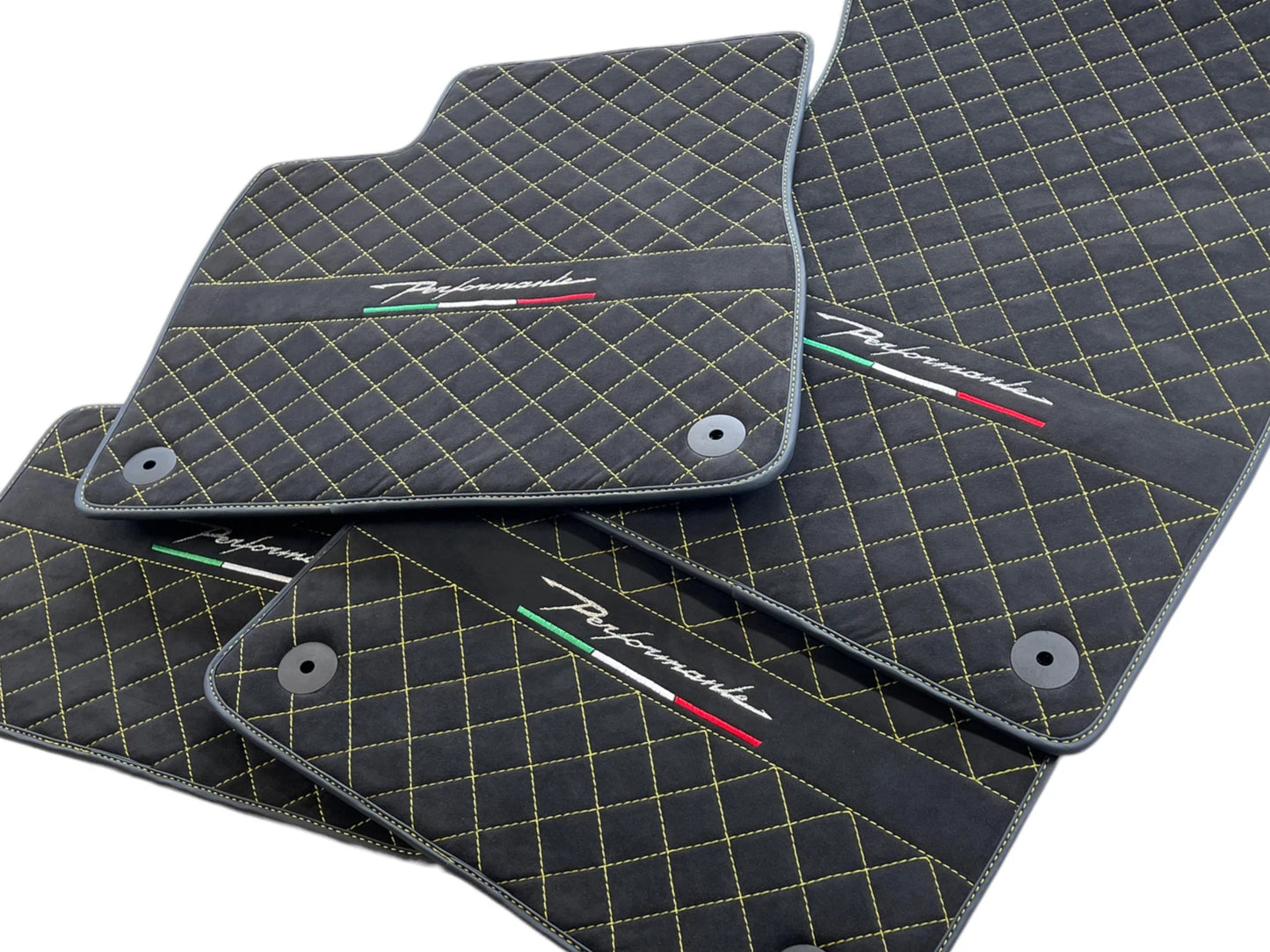 Alcantara Floor Mats for Lamborghini URUS 2018-2024 2 x Yellow Stitching