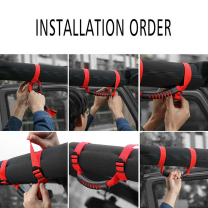 Red Roll Bar Grab Handle Grip for Jeep Wrangler CJ YJ TJ JK JL (1955-2021)