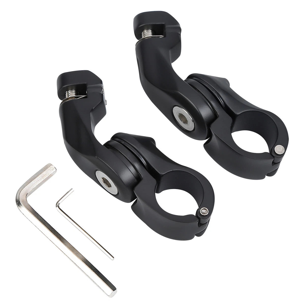 Matte Black 1-1/4" Highway Short Angled Foot Peg Mounts for Harley
