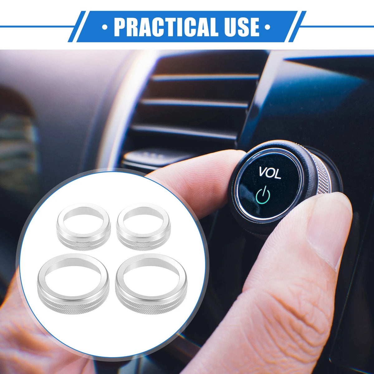4Pcs AC Audio Volume Tune Switch Knob Covers for Ford F150 (2021-2023)