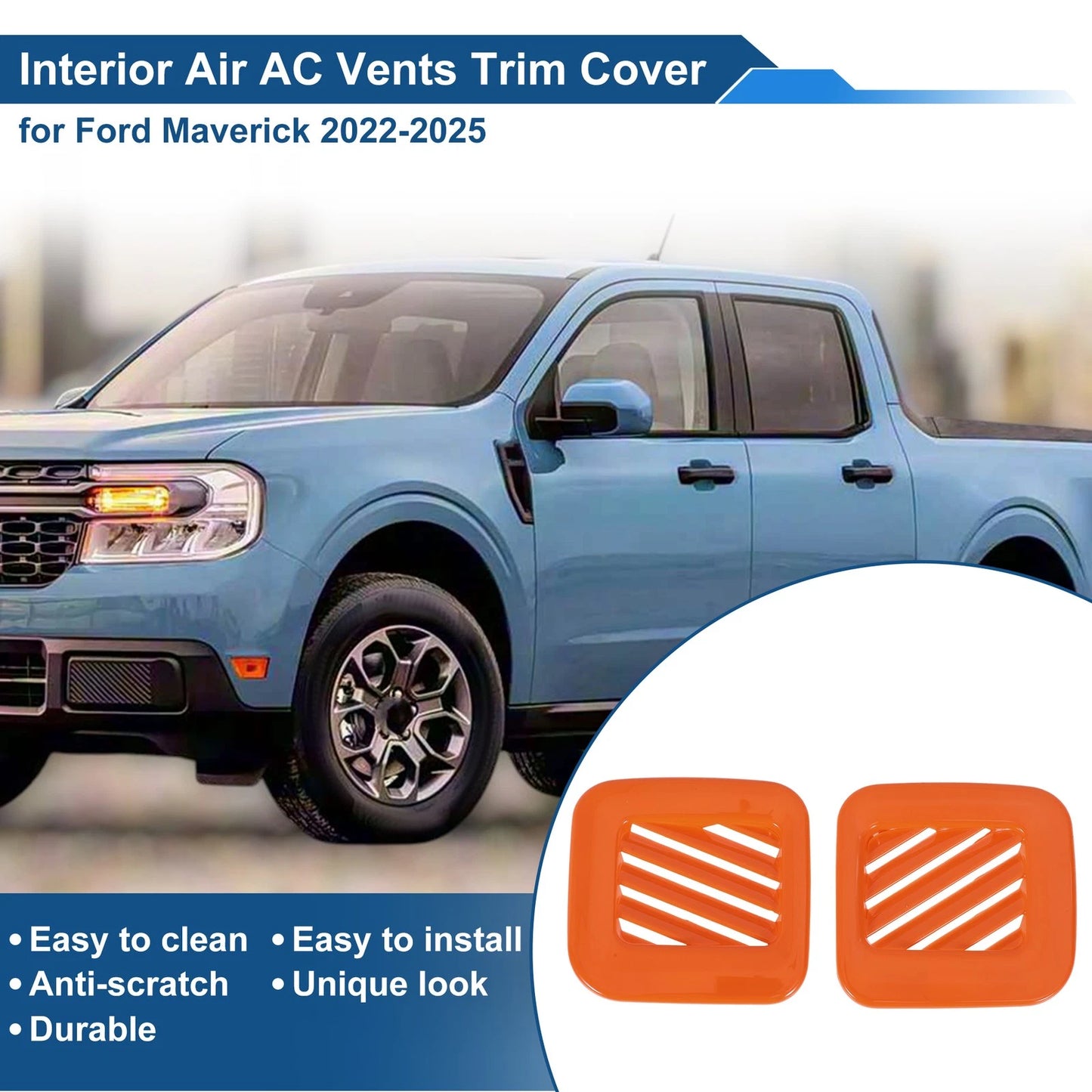 Air Condition Outlet Vent Trim Cover for Ford Maverick (2022-2025) Orange