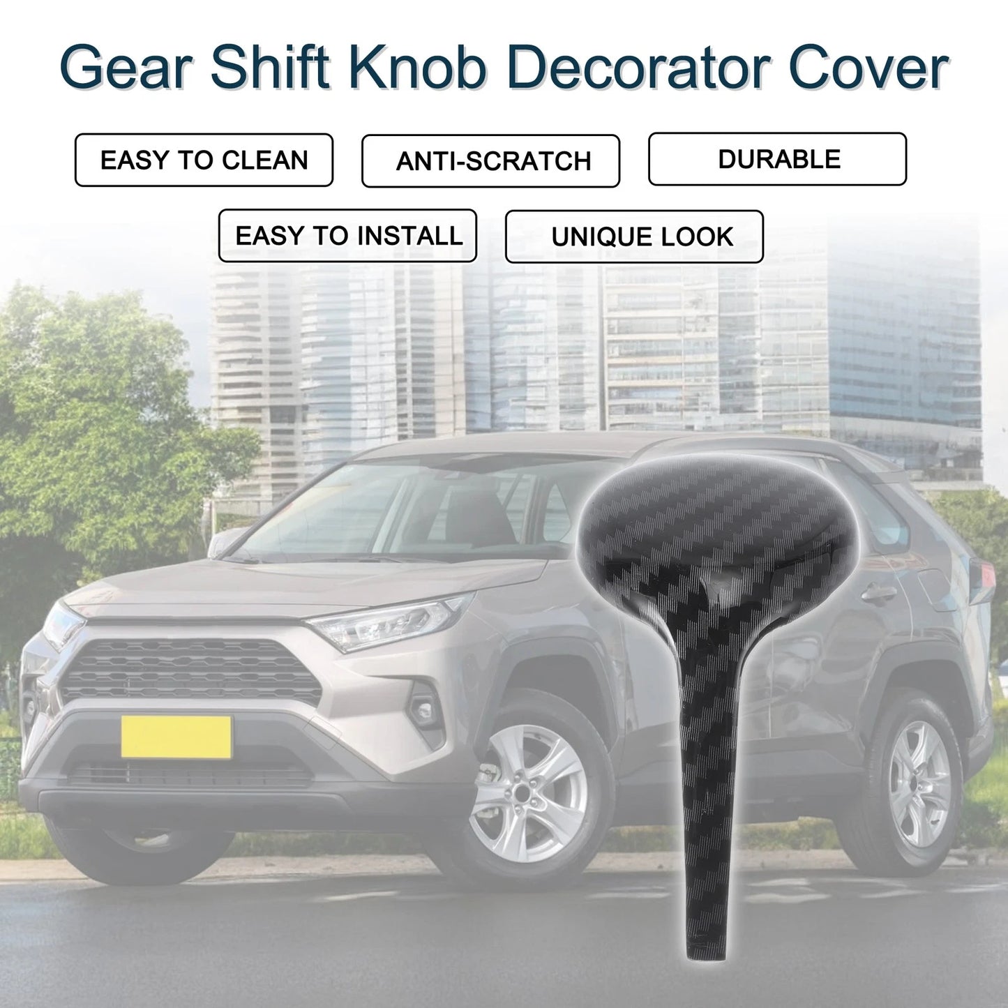 Gear Shift Knob Cover for Toyota Rav4 Corolla Vios (2014-2018) Black