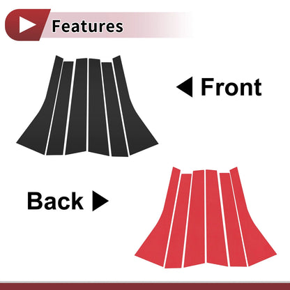 6 Pcs Car Door Pillar Window Trim for Honda BRV (2016-2023) Black
