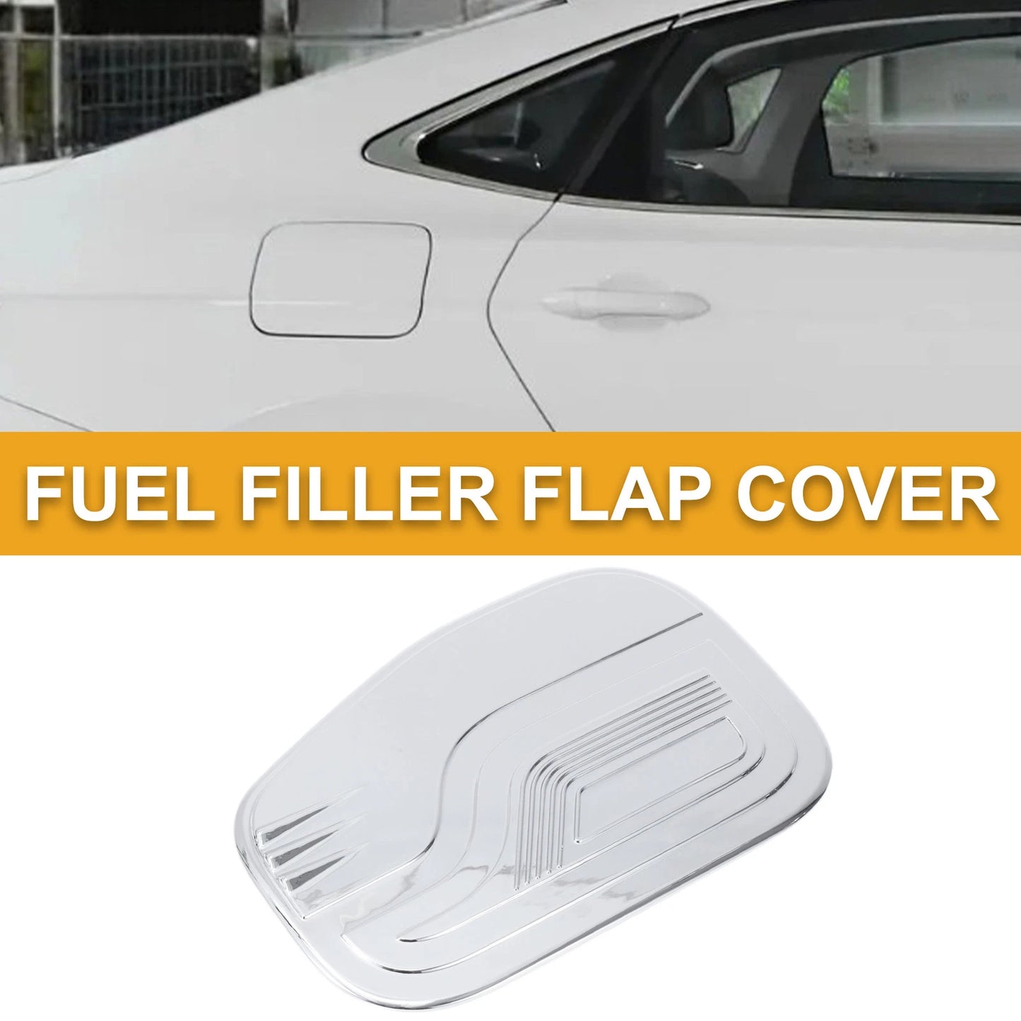 Fuel Tank Door Cap for Ford Ranger 2023-2025 Gas Tank Flap Chrome Silver Tone