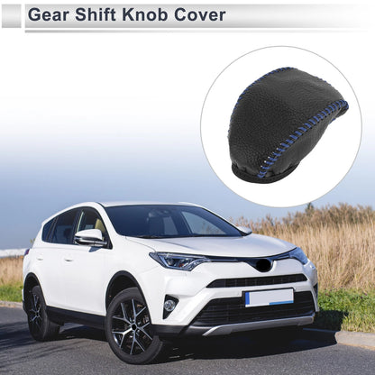 1 Pc Gear Shift Knob Cover Pebbled Black Blue for Toyota RAV4 (2019–2024)