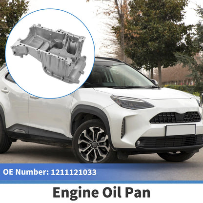 1Pc Engine Oil Pan for Toyota Yaris Aluminum Silver Tone (2006–2019)