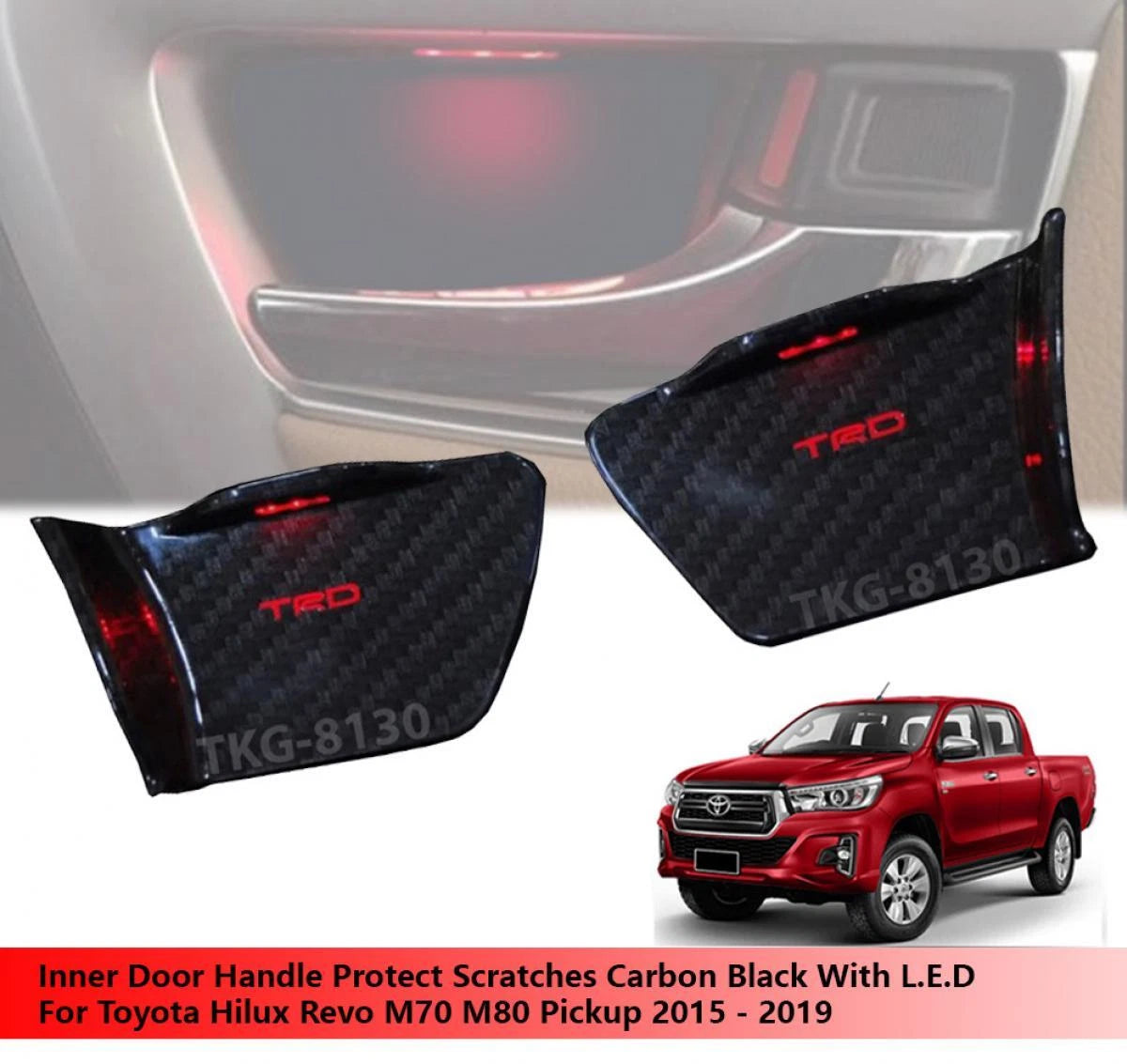 LED Door Handle Carbon Black for Toyota Hilux 1kdM70 M80 (2015-2019)