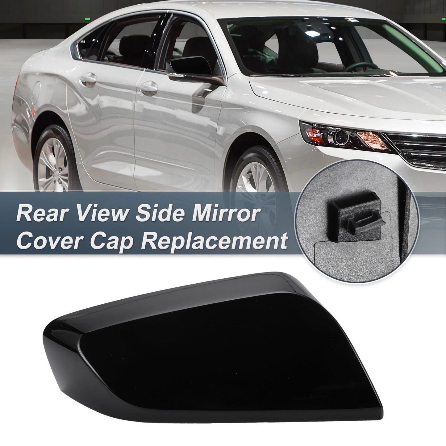 Right Side Rearview Mirror Cover Cap Gloss Black for Chevrolet Impala (2014-2020)