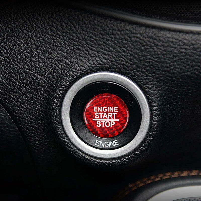 Red Carbon Fiber Engine Start Buttons Cover Trim Fit for Challenger 2015-2019