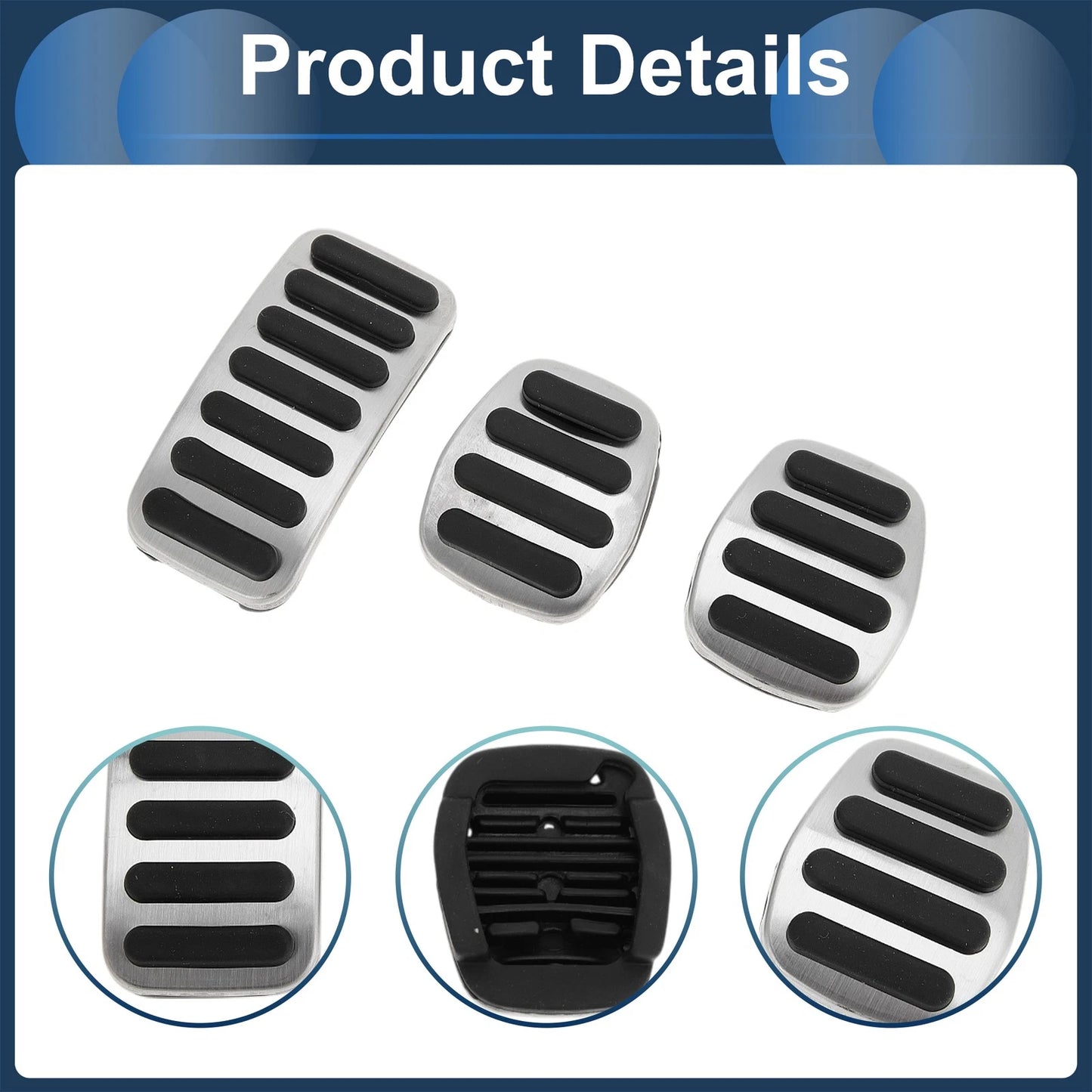 Manual Footrest Pedals Cover Set for Volvo S40 (2008-2016) Silver Tone