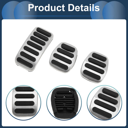 Manual Footrest Pedals Cover Set for Volvo S40 (2008-2016) Silver Tone