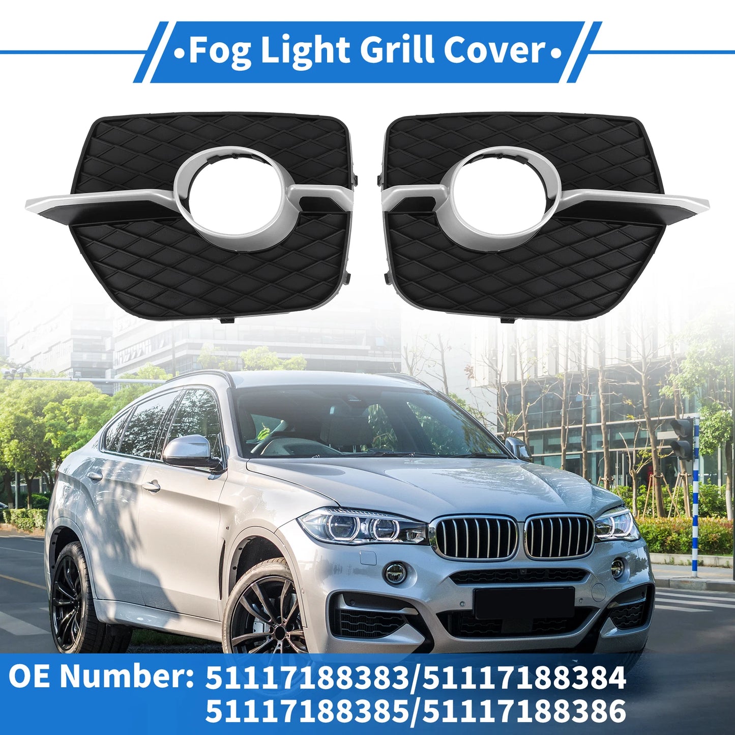 Fog Light Grills for BMW X6 (2008-2014) - 2 x Front Left & Right Set