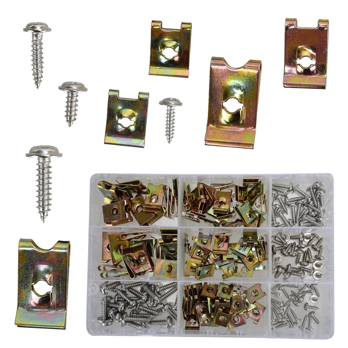 200 x U Nuts Self Tapping Screws for Car Accessories - U Clips Fasteners