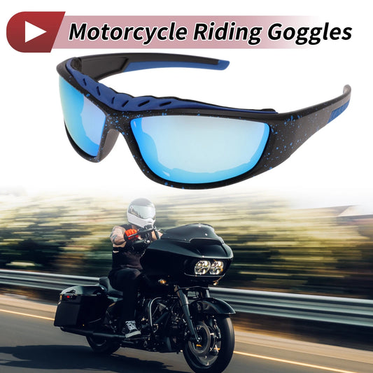 1Pc Motorcycle Riding Goggles Blue Lens Black Frame Tri-acetal for Motorcycle