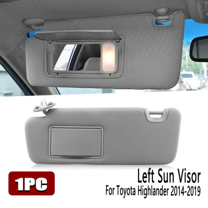 1x Gray Sun Visor Shade Cover for Toyota Highlander (2014-2019)