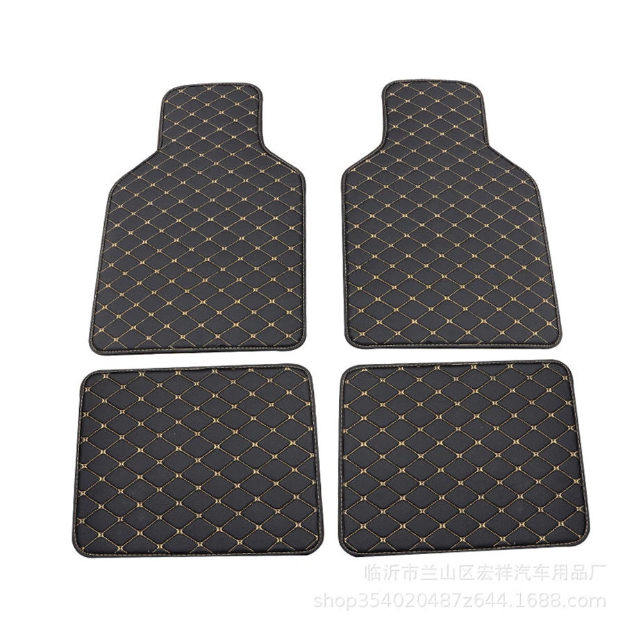 4 x Universal Black PU Leather Car Floor Mats Waterproof for All Models