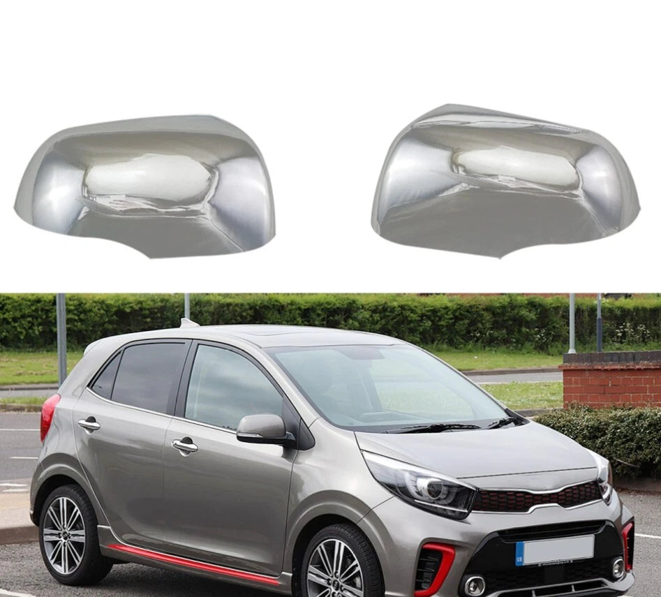 Chrome Side Door Mirror Cover Trim for Kia Picanto Morning (2012-2023) 2 x pcs