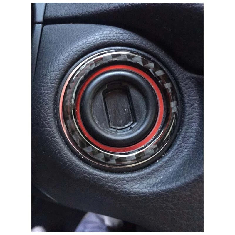 Carbon Fiber Engine Start Stop Cover Ring Trim Fit For Benz C-Class 2015-2018