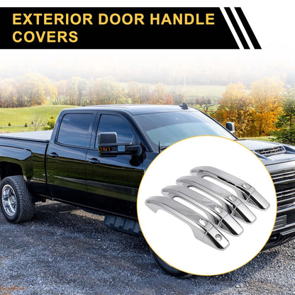 4 x Exterior Door Handle Covers for GMC Yukon Keypad Chrome Silver Tone
