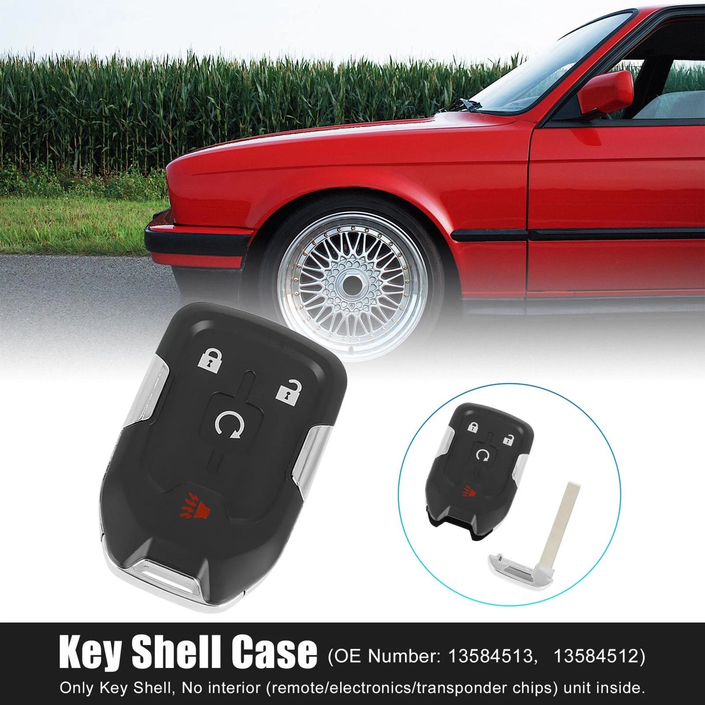4 Key Buttons Car Key Fob Shell Case for GMC Acadia Prox (2017-2019)