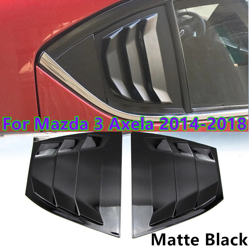 2X Matte Black Side Window Louver Cover Side Trim for Mazda 3 Axela (2014–2018)