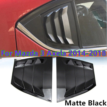 2X Matte Black Side Window Louver Cover Side Trim for Mazda 3 Axela (2014–2018)
