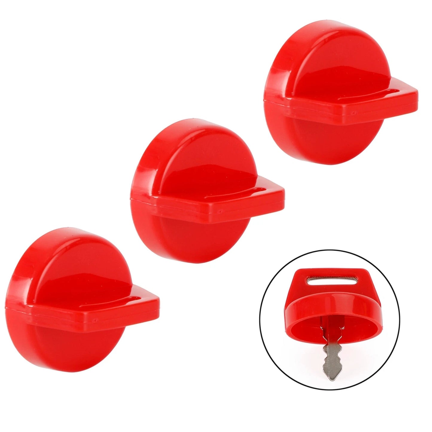 3 x Key Covers Red for Polaris Scrambler, Sportsman, RZR, Ranger, Magnum (2000-2023)