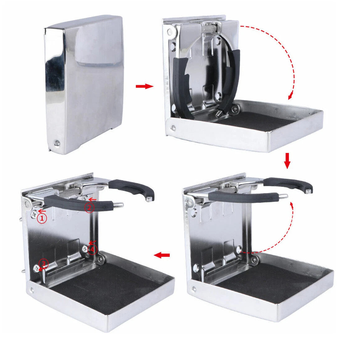 Adjustable Stainless Folding Drink Holder for Boat, Marine, Truck