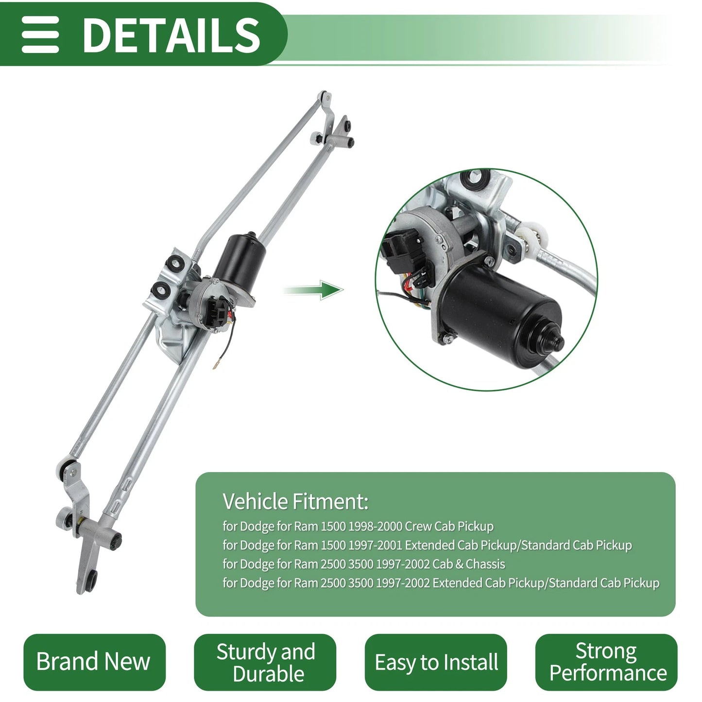 Front Windshield Wiper Motor Linkage Assembly for Dodge Ram 2500