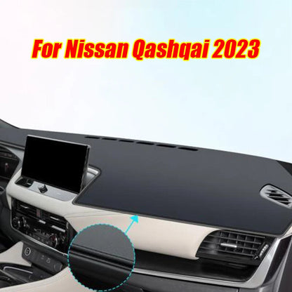 Black Leather Dashboard Cover Dash Protector Pad Mat for Nissan Qashqai (2023–2023)