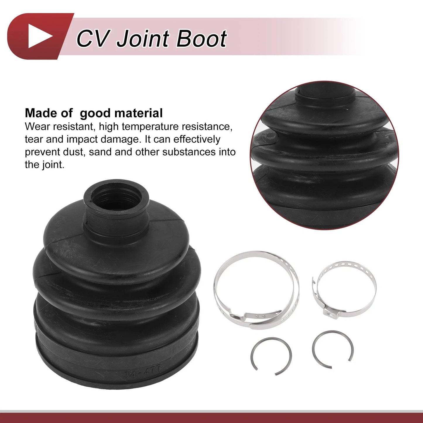 Inner CV Joint Boot Kit w/ Clamps for Mitsubishi Outlander (2007-2020)