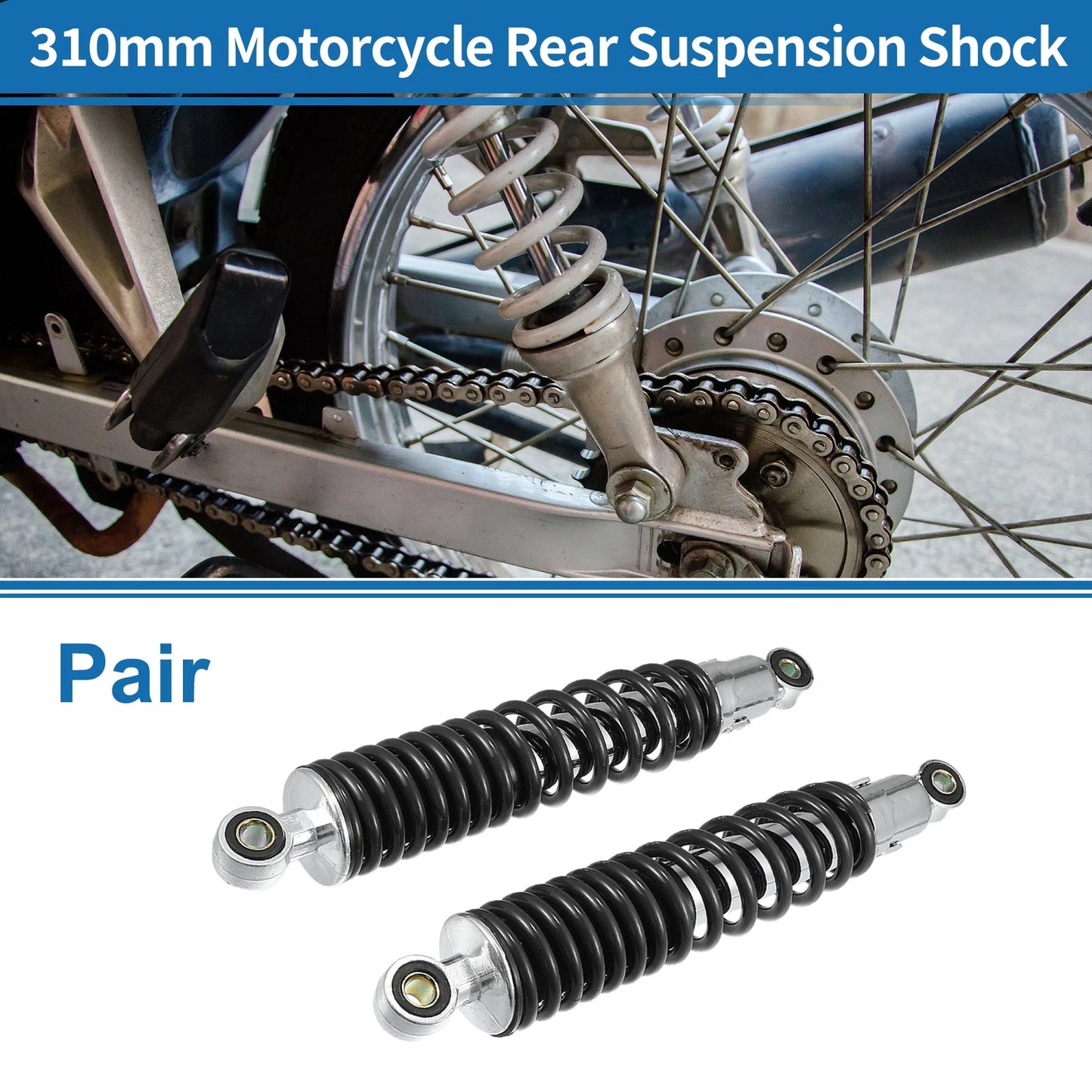 1 x Pair Motorcycle Rear Suspension Shock 310mm for 50cc–125cc