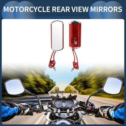 M8/M10 Rear View Mirrors Handlebar Mirrors Red Aluminum Metal for Motorcycle