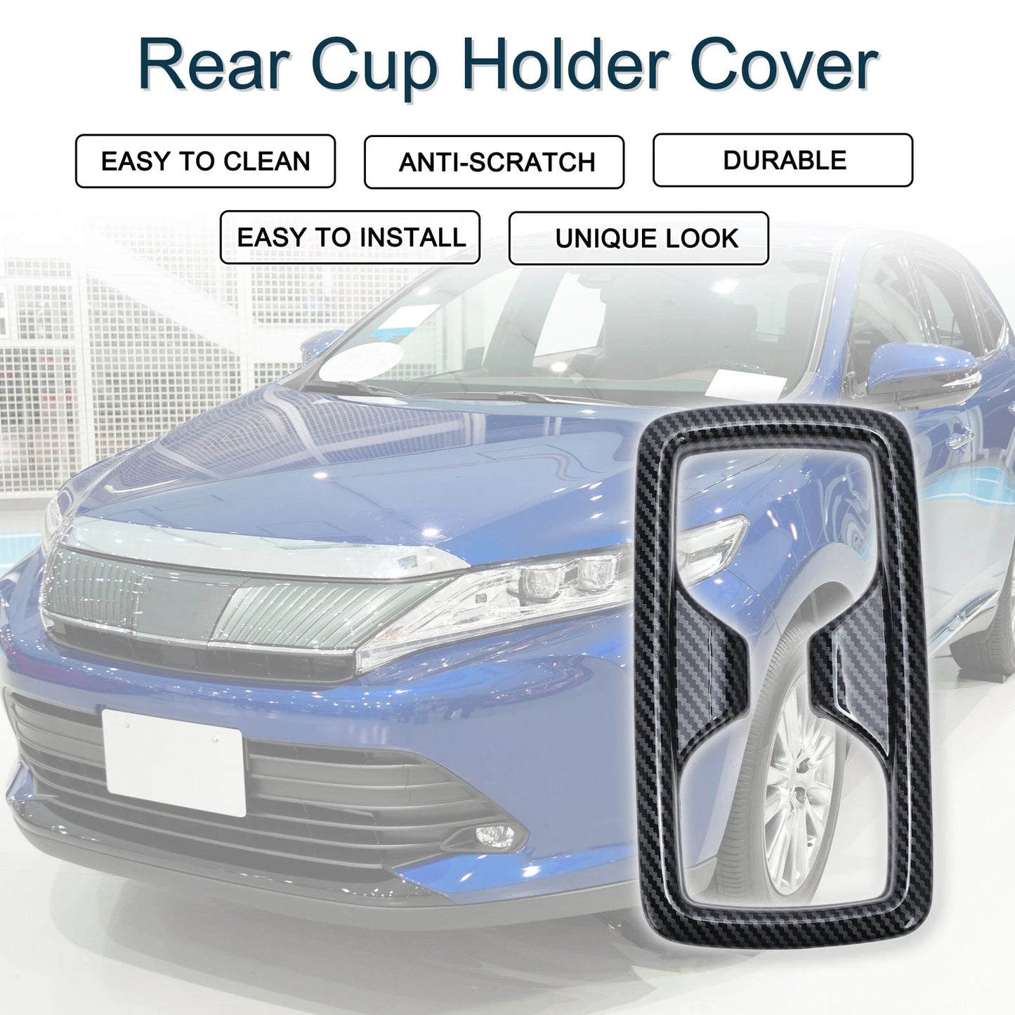 Rear Cup Holder Cover for Toyota Harrier 80 Series Carbon Fiber