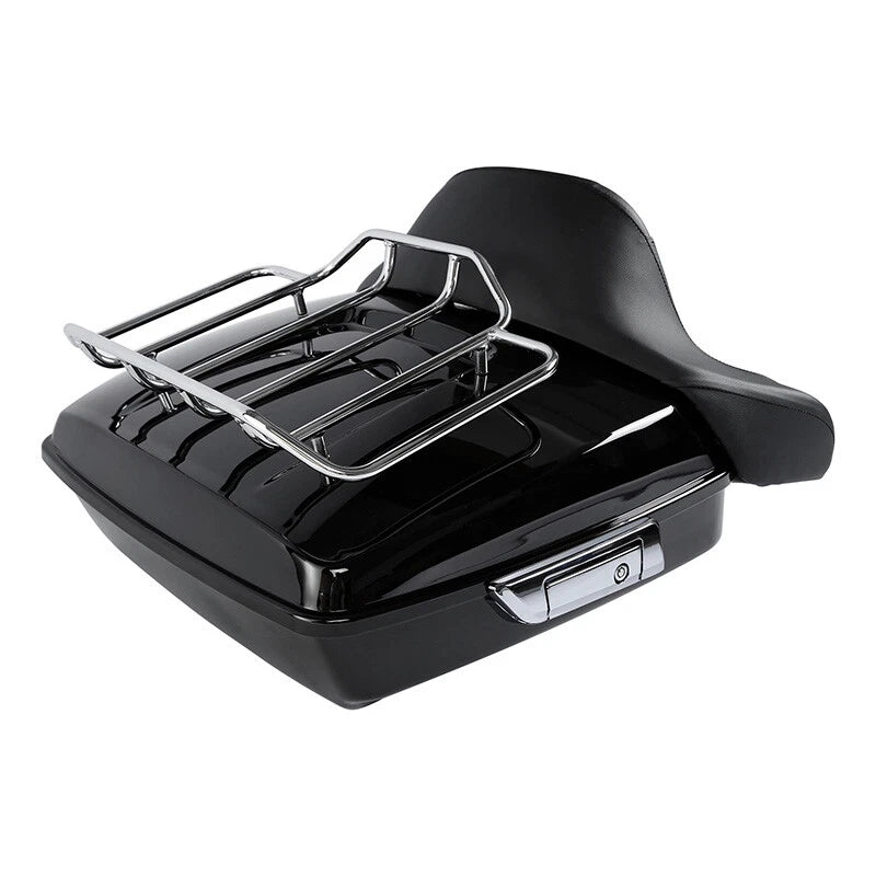 Black Chopped Trunk Backrest Rack for Harley Road King (2014-2025)